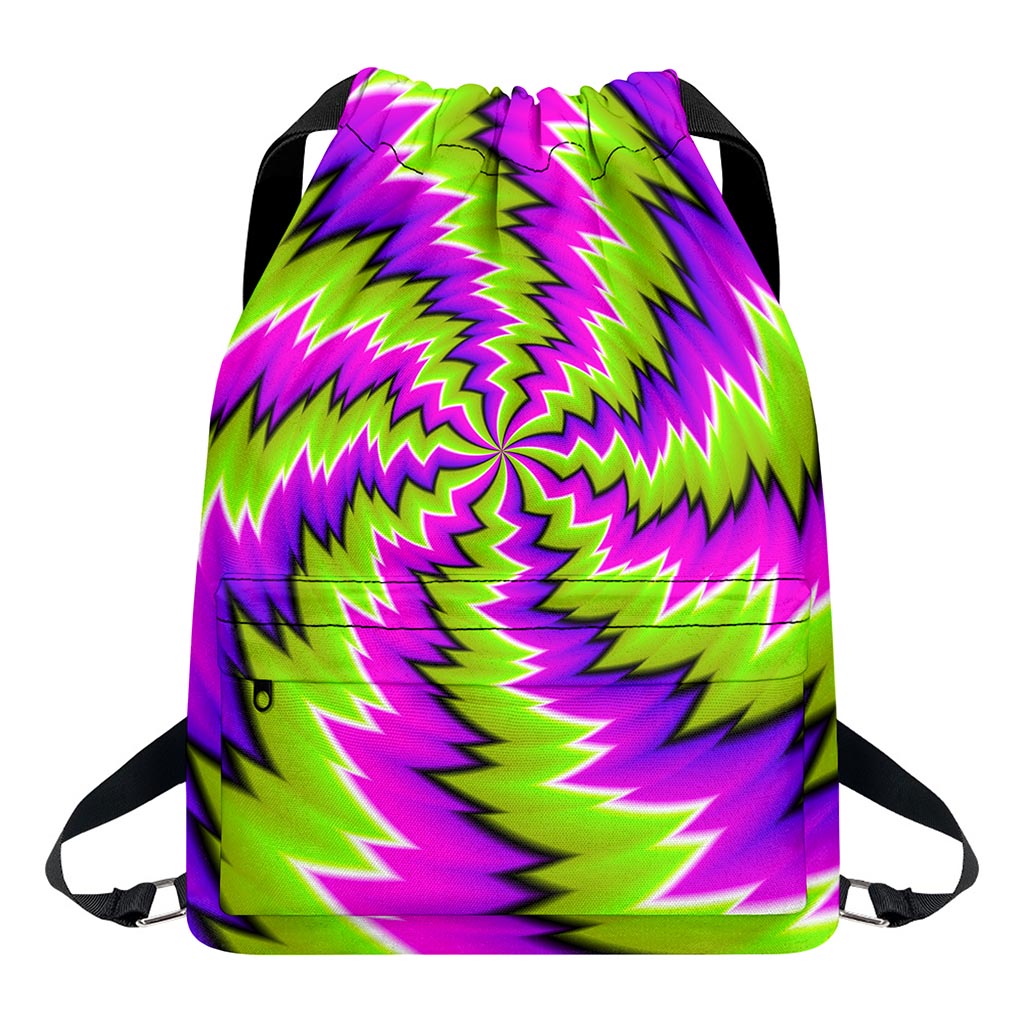 Green Vortex Moving Optical Illusion Drawstring Backpack