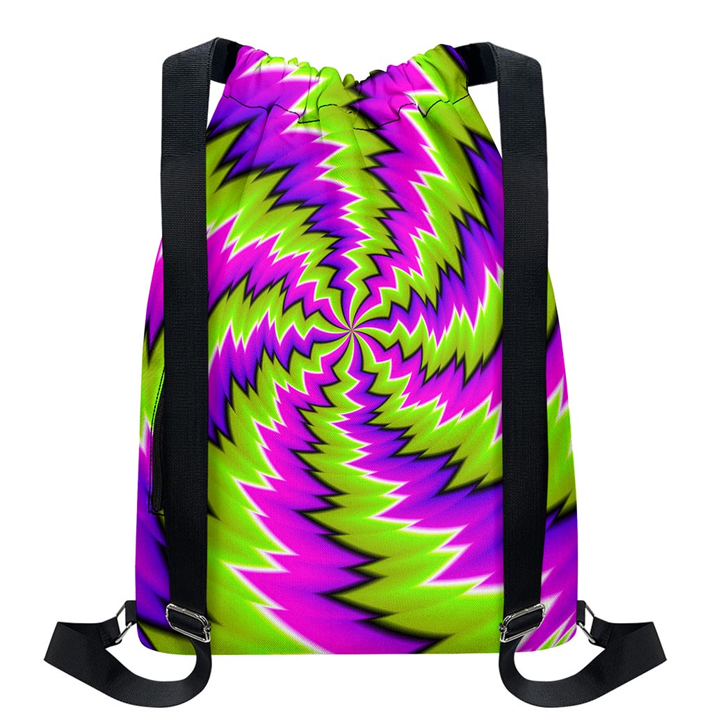 Green Vortex Moving Optical Illusion Drawstring Backpack