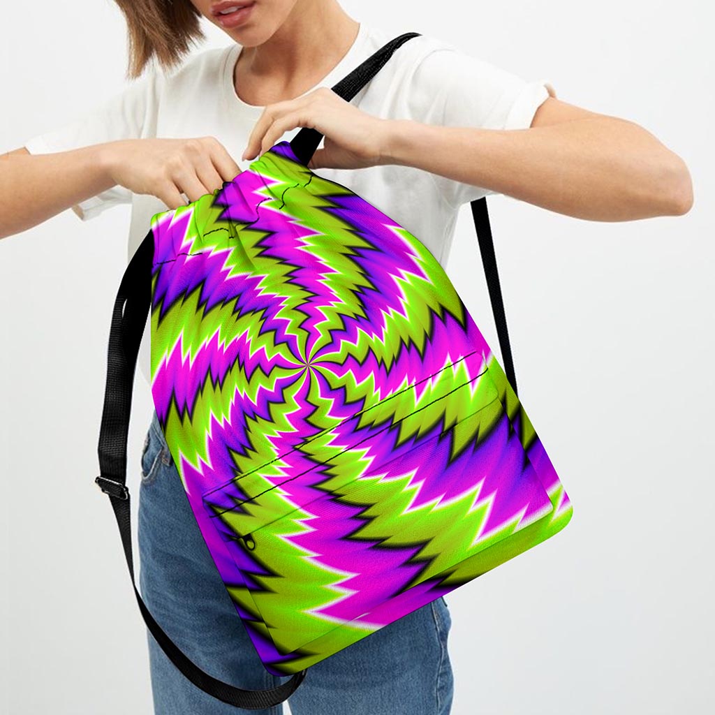 Green Vortex Moving Optical Illusion Drawstring Backpack