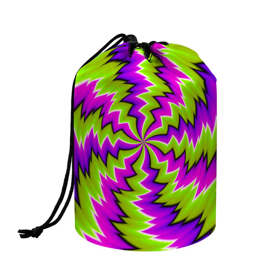Green Vortex Moving Optical Illusion Drawstring Makeup Bag