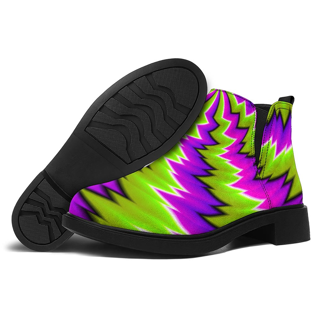 Green Vortex Moving Optical Illusion Flat Ankle Boots