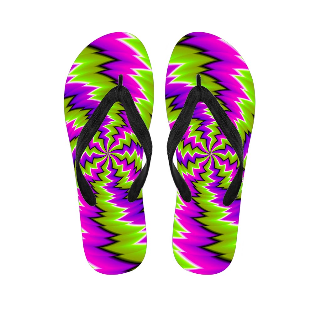 Green Vortex Moving Optical Illusion Flip Flops