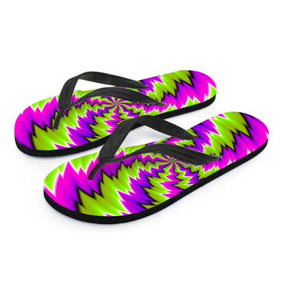 Green Vortex Moving Optical Illusion Flip Flops