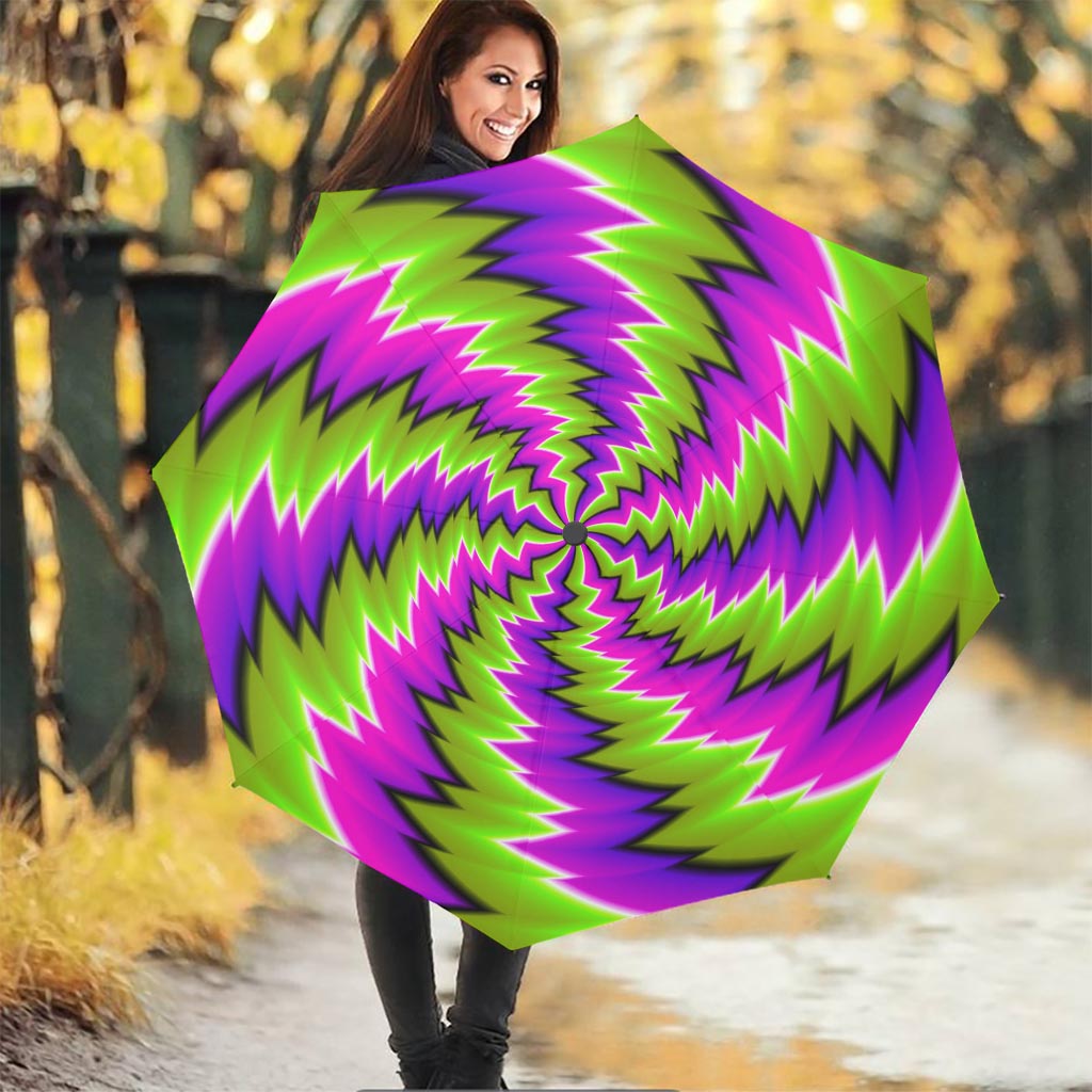 Green Vortex Moving Optical Illusion Foldable Umbrella