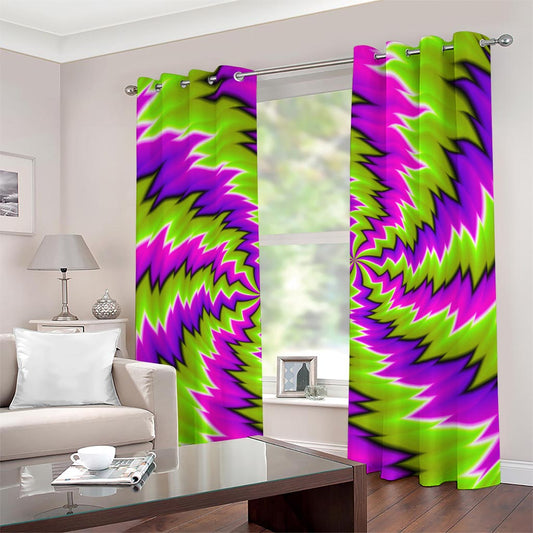 Green Vortex Moving Optical Illusion Grommet Curtains