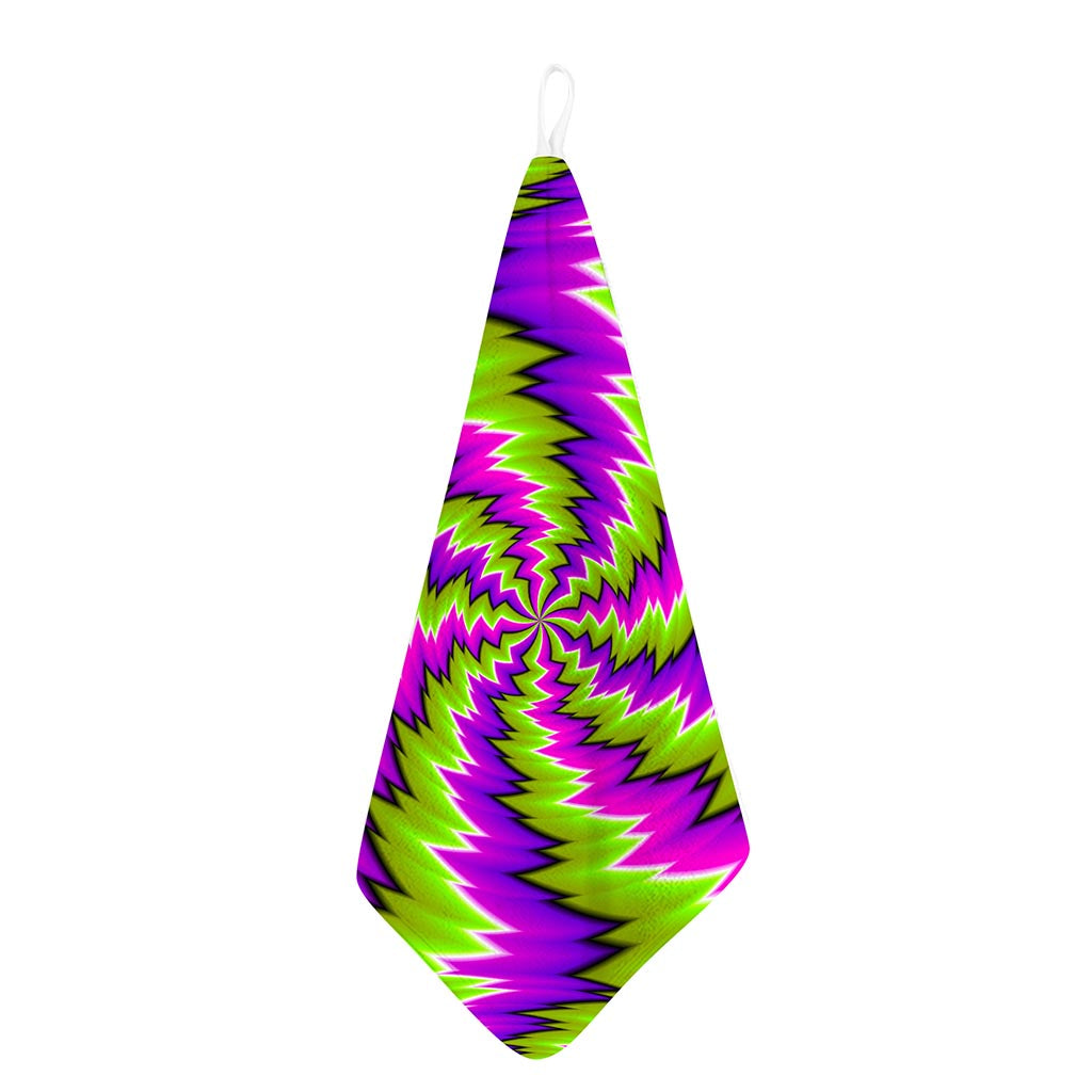 Green Vortex Moving Optical Illusion Hand Towel