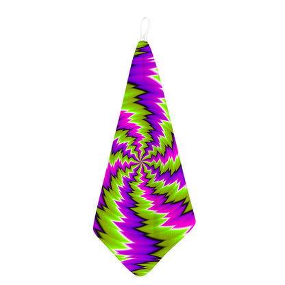 Green Vortex Moving Optical Illusion Hand Towel