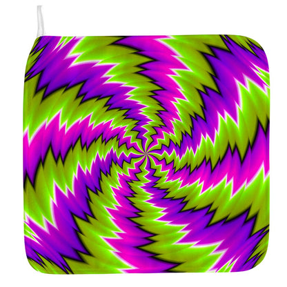 Green Vortex Moving Optical Illusion Hand Towel