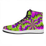 Green Vortex Moving Optical Illusion High Top Leather Sneakers