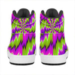 Green Vortex Moving Optical Illusion High Top Leather Sneakers