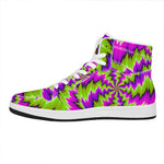 Green Vortex Moving Optical Illusion High Top Leather Sneakers