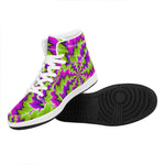 Green Vortex Moving Optical Illusion High Top Leather Sneakers