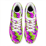 Green Vortex Moving Optical Illusion High Top Leather Sneakers