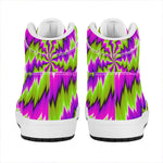 Green Vortex Moving Optical Illusion High Top Leather Sneakers