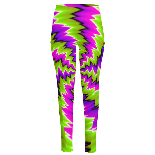 Green Vortex Moving Optical Illusion High-Waisted Pocket Leggings