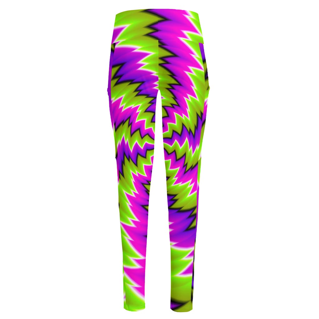 Green Vortex Moving Optical Illusion High-Waisted Pocket Leggings