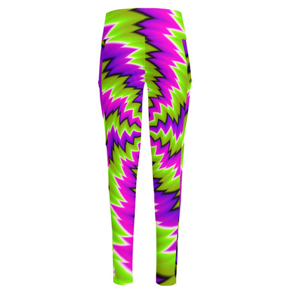 Green Vortex Moving Optical Illusion High-Waisted Pocket Leggings