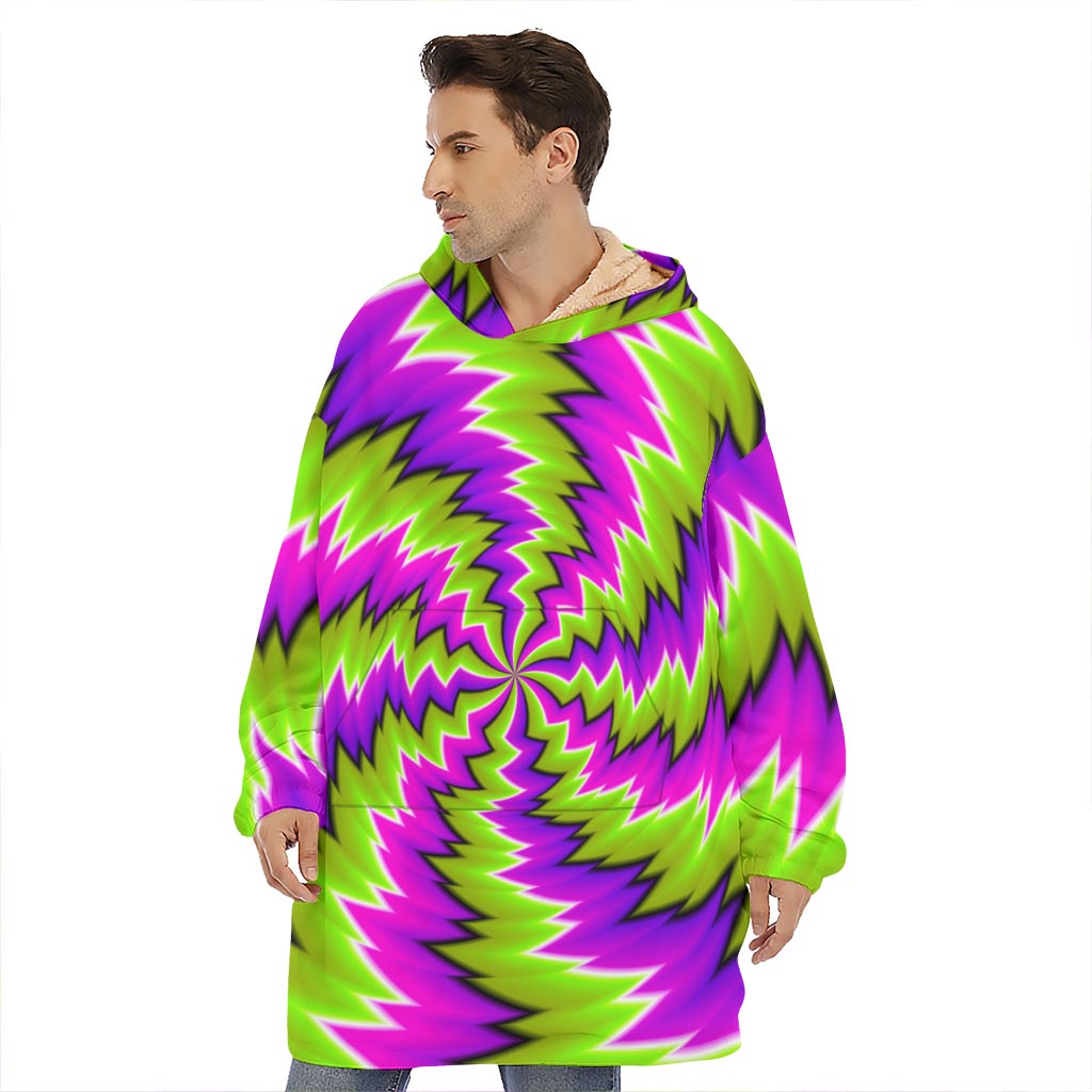 Green Vortex Moving Optical Illusion Hoodie Blanket