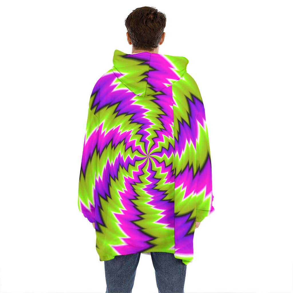 Green Vortex Moving Optical Illusion Hoodie Blanket