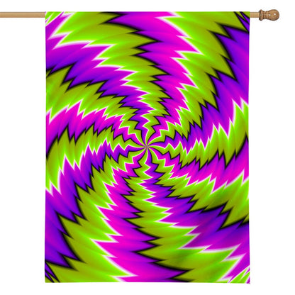 Green Vortex Moving Optical Illusion House Flag