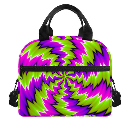 Green Vortex Moving Optical Illusion Insulated Lunch Bag