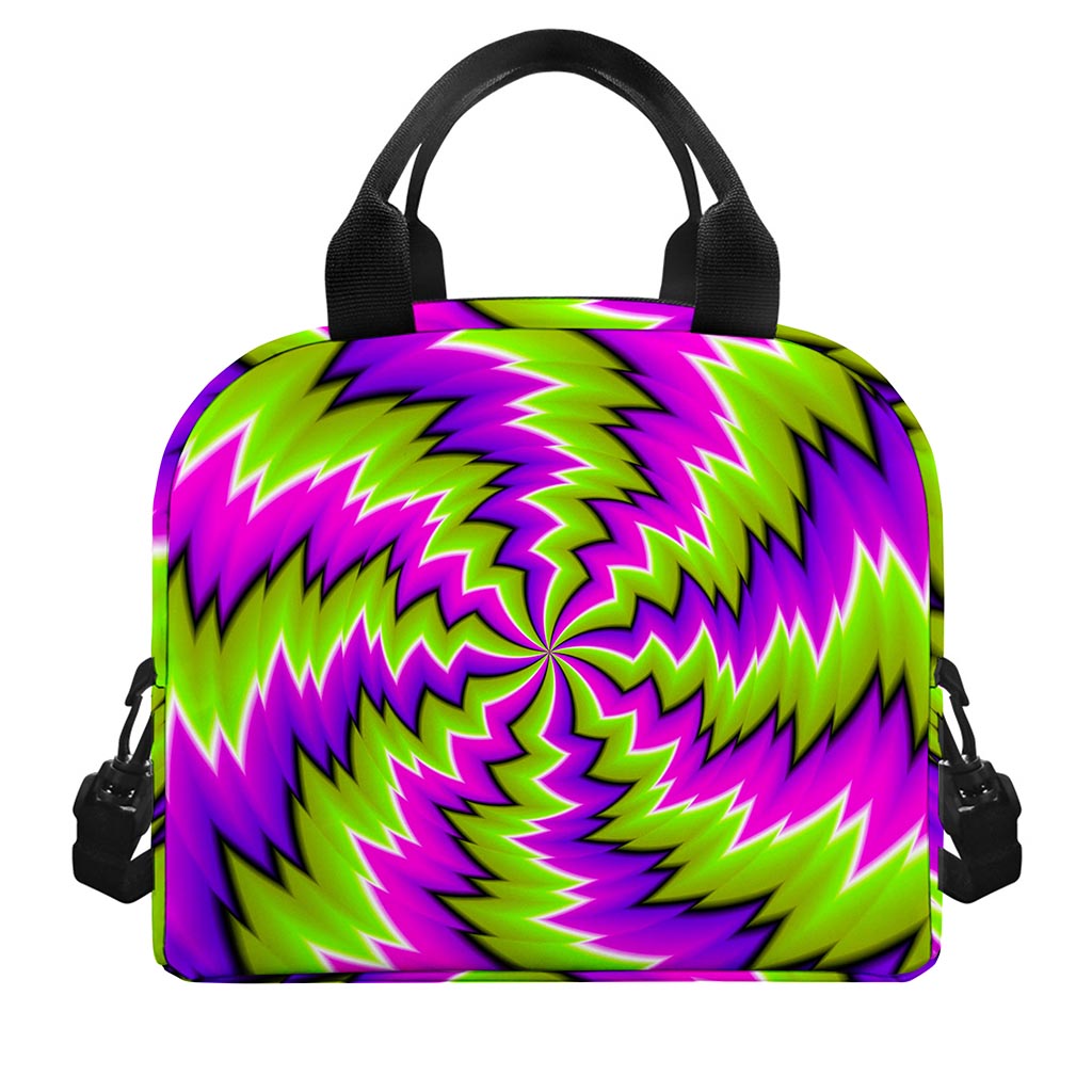 Green Vortex Moving Optical Illusion Insulated Lunch Bag