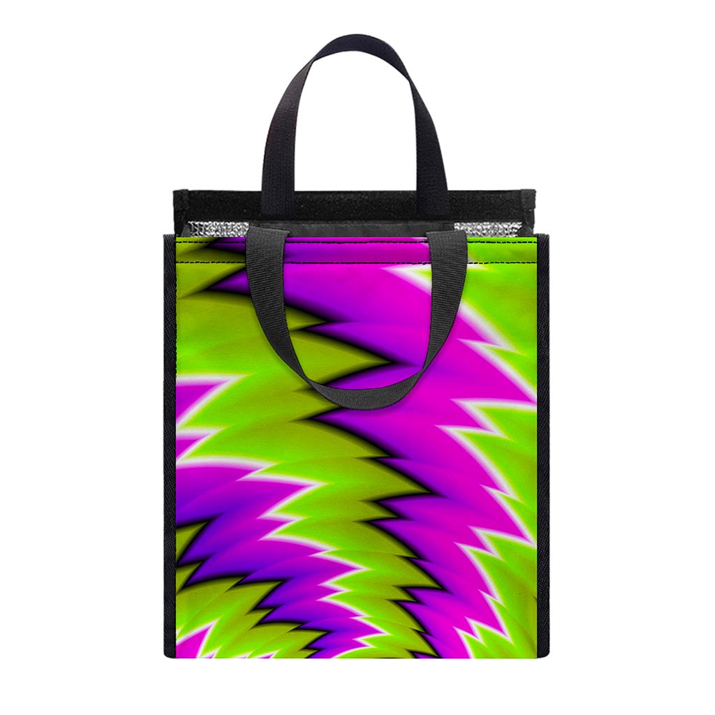 Green Vortex Moving Optical Illusion Insulated Lunch Tote