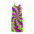 Green Vortex Moving Optical Illusion Jersey Midi Cami Dress