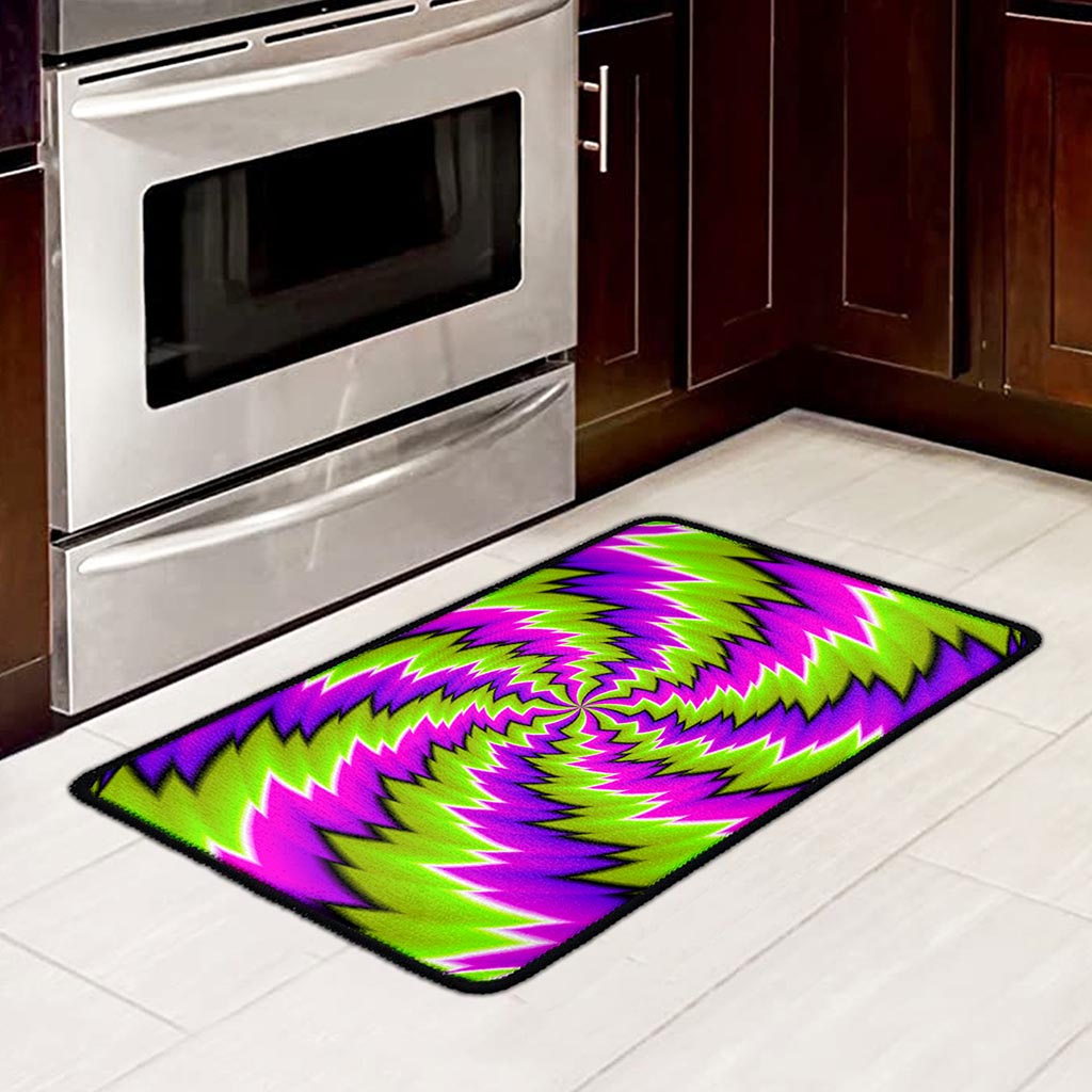 Green Vortex Moving Optical Illusion Kitchen Mat