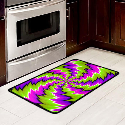Green Vortex Moving Optical Illusion Kitchen Mat