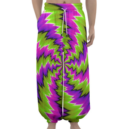 Green Vortex Moving Optical Illusion Lantern Pants