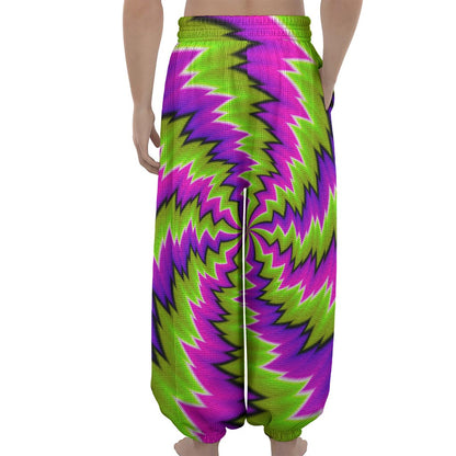 Green Vortex Moving Optical Illusion Lantern Pants