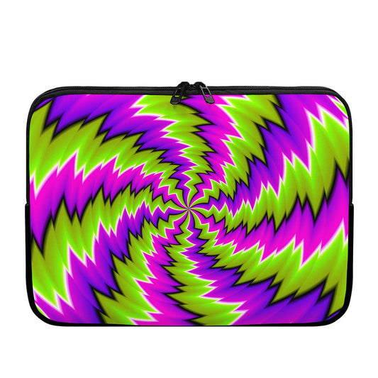 Green Vortex Moving Optical Illusion Laptop Sleeve