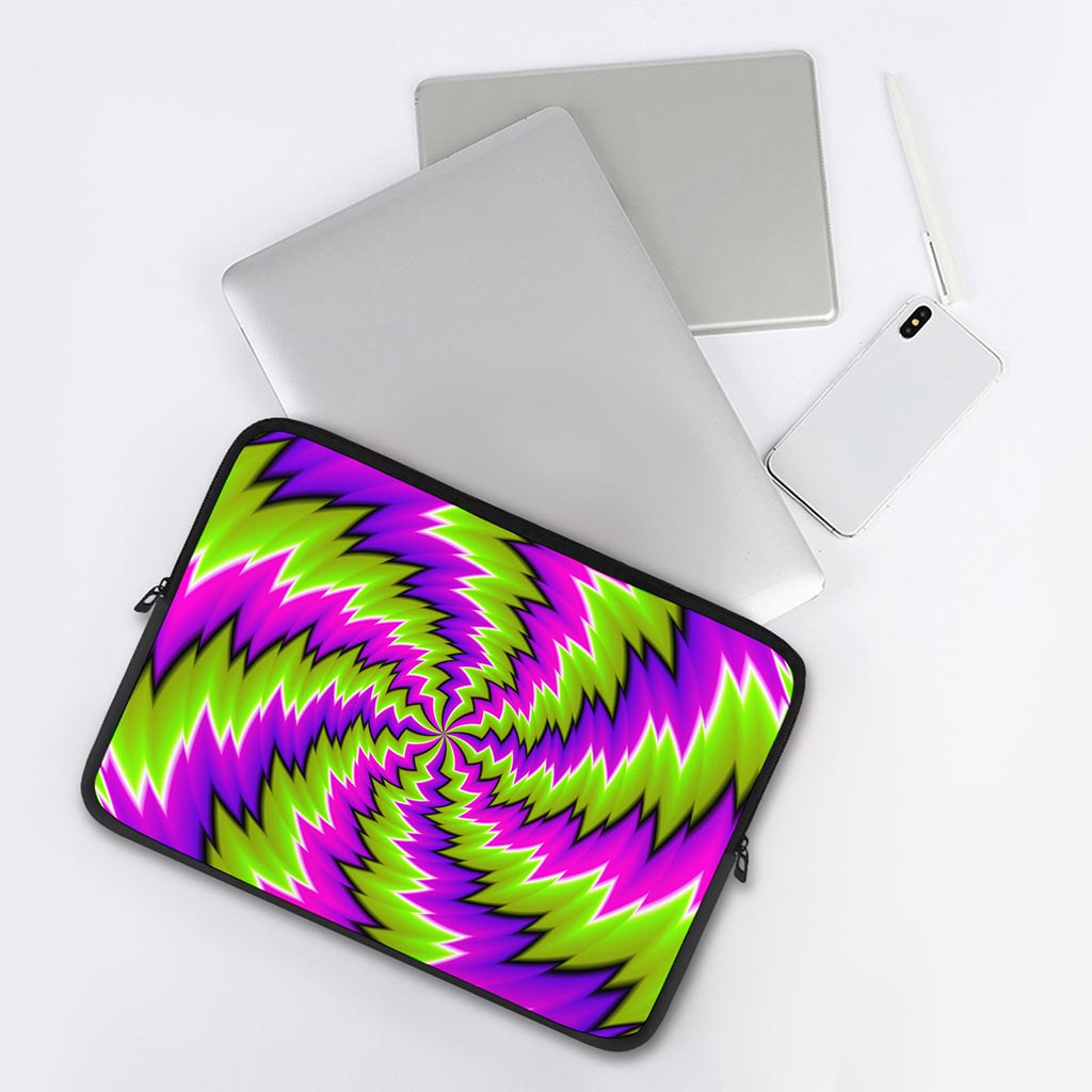 Green Vortex Moving Optical Illusion Laptop Sleeve