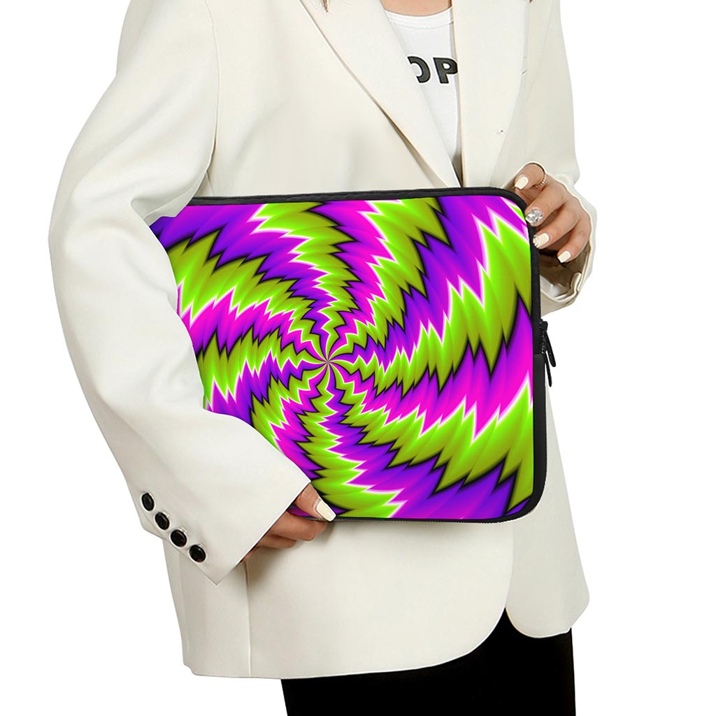 Green Vortex Moving Optical Illusion Laptop Sleeve