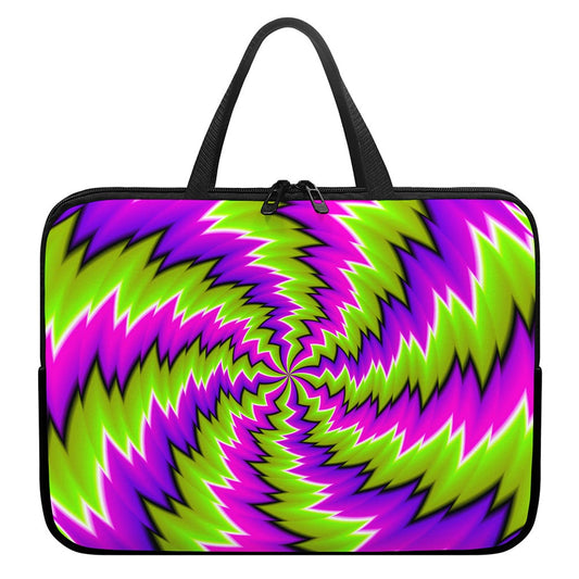 Green Vortex Moving Optical Illusion Laptop Sleeve With Handle