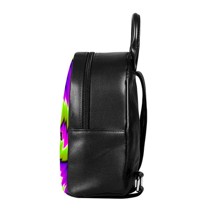 Green Vortex Moving Optical Illusion Leather Backpack