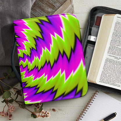Green Vortex Moving Optical Illusion Leather Bible Cover