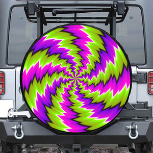 Green Vortex Moving Optical Illusion Leather Spare Tire Cover