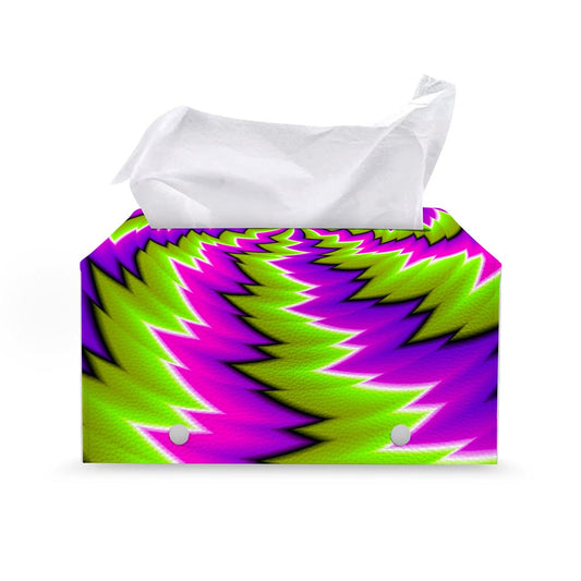 Green Vortex Moving Optical Illusion Leather Tissue Box Cover
