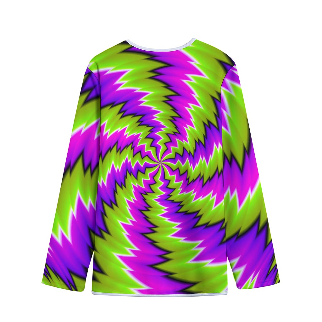 Green Vortex Moving Optical Illusion Long Sleeve Short Coat