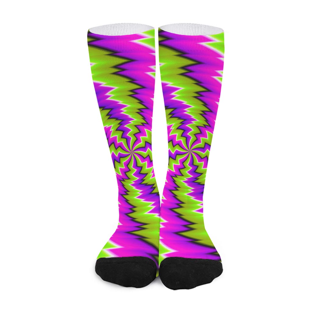 Green Vortex Moving Optical Illusion Long Socks