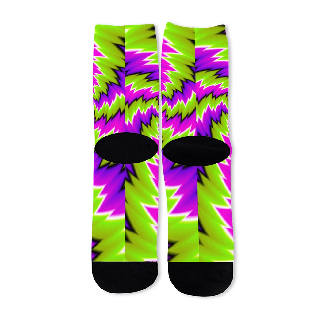 Green Vortex Moving Optical Illusion Long Socks