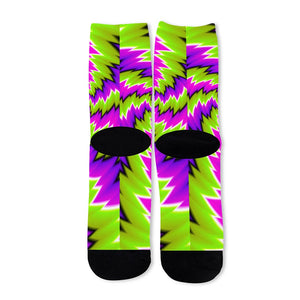 Green Vortex Moving Optical Illusion Long Socks