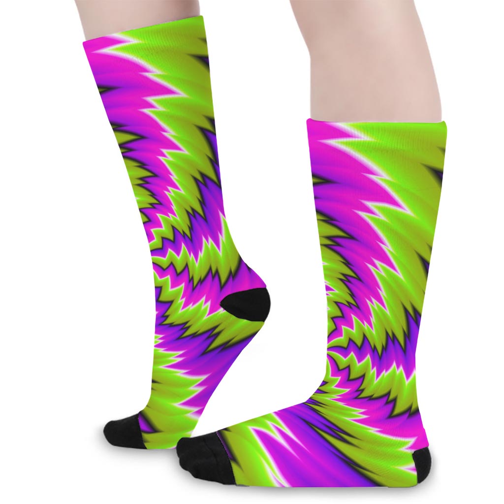 Green Vortex Moving Optical Illusion Long Socks