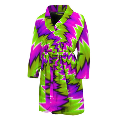 Green Vortex Moving Optical Illusion Men's Bathrobe