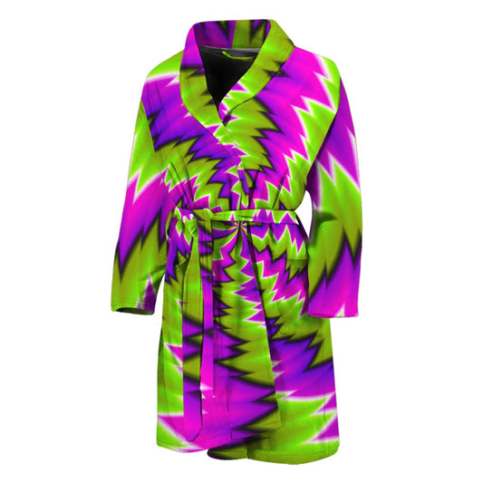 Green Vortex Moving Optical Illusion Men's Bathrobe