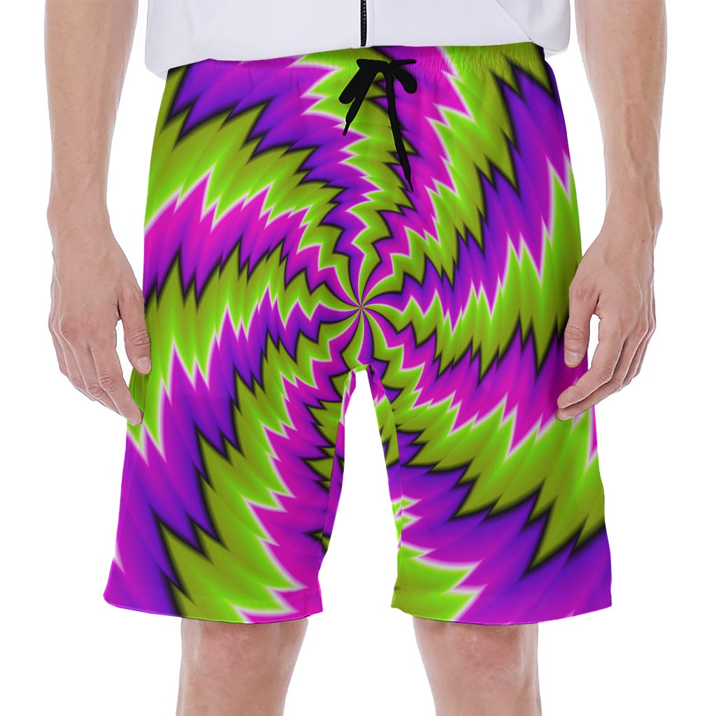 Green Vortex Moving Optical Illusion Men's Beach Shorts