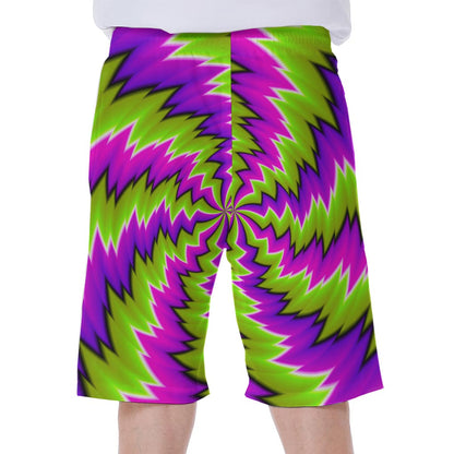 Green Vortex Moving Optical Illusion Men's Beach Shorts