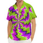 Green Vortex Moving Optical Illusion Men's Deep V-Neck Shirt